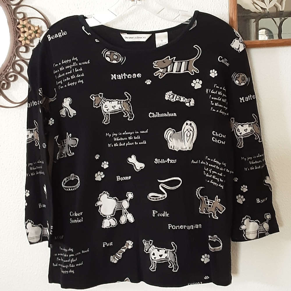 VINTAGE DRAPER'S & DAMONS BLACK DOGGIE TOP, MEDIUM